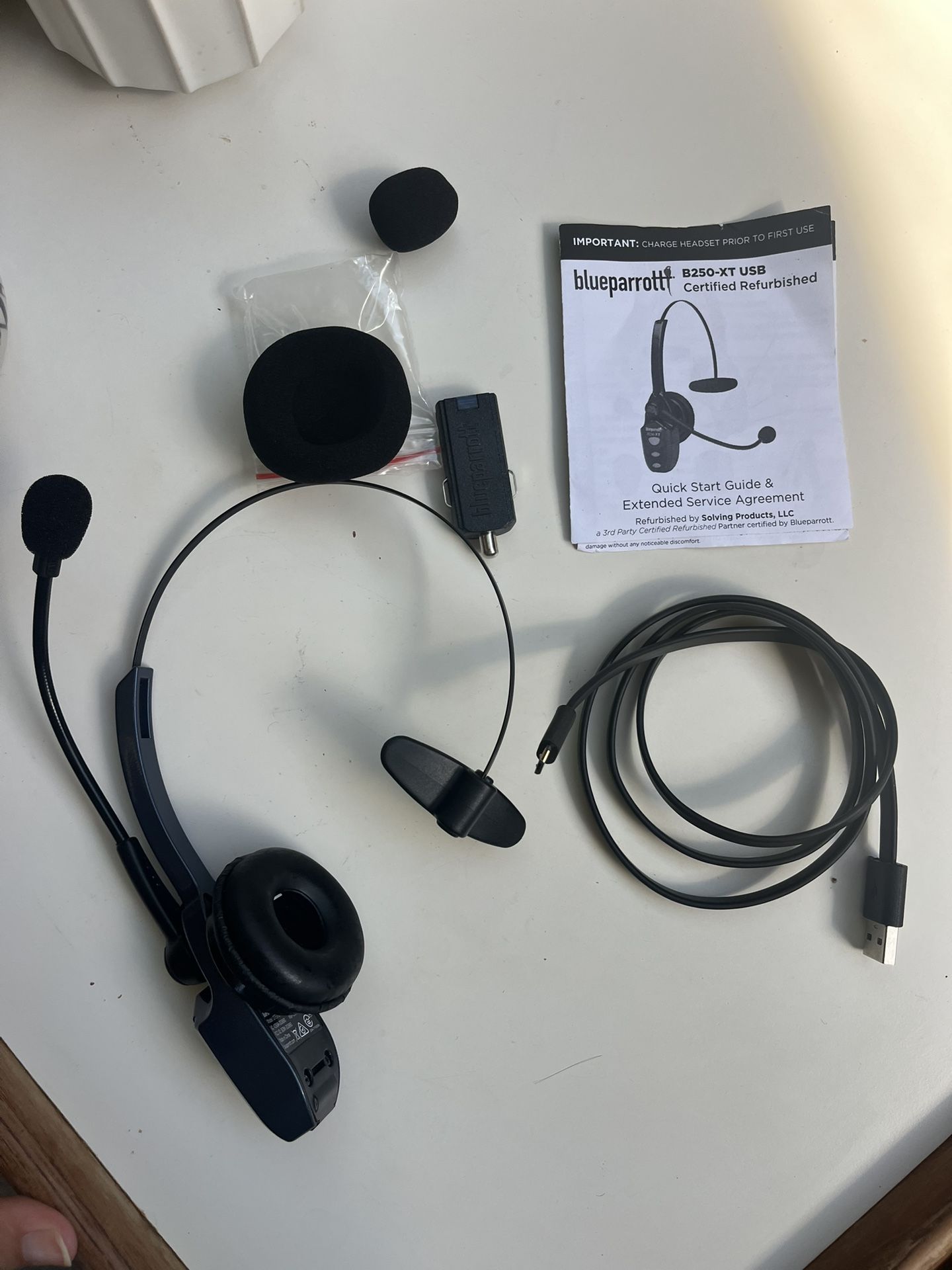 BlueParrott B250-XTS Bluetooth wireless Headset 85% Noise Canceling Over Head Trucker Headset with Mic, Lightweight Design with Adjustable Headband
