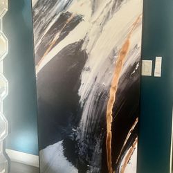 Black and White Gold Abstract  Oversized Art