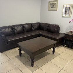 Sectional With Side Table And Coffee Table $500