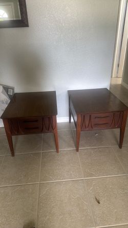 Two mid century Sears Pacesetter side tables.(Broyhill style)