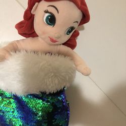 Little Mermaid Ariel Plush In Glitter Mermaid Holiday Stocking