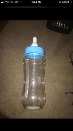 Plastic baby bottle piggy bank. Great baby shower gift. About a foot tall. Pick up in East haven or Hamden