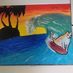 A Surfing Cat In Miami Beach 