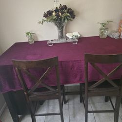 Solid Wood Table With Shelves 