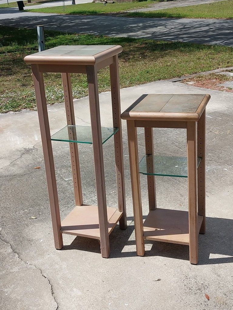 2 Matching Glass shelf tables