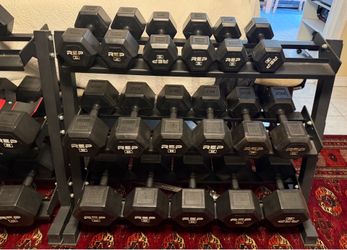 REP Fitness Rubber Coated Dumbbells 5-100 pound