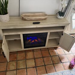 Matching Farmhouse Fireplace  + Console Table – Rustic Wood Set 
