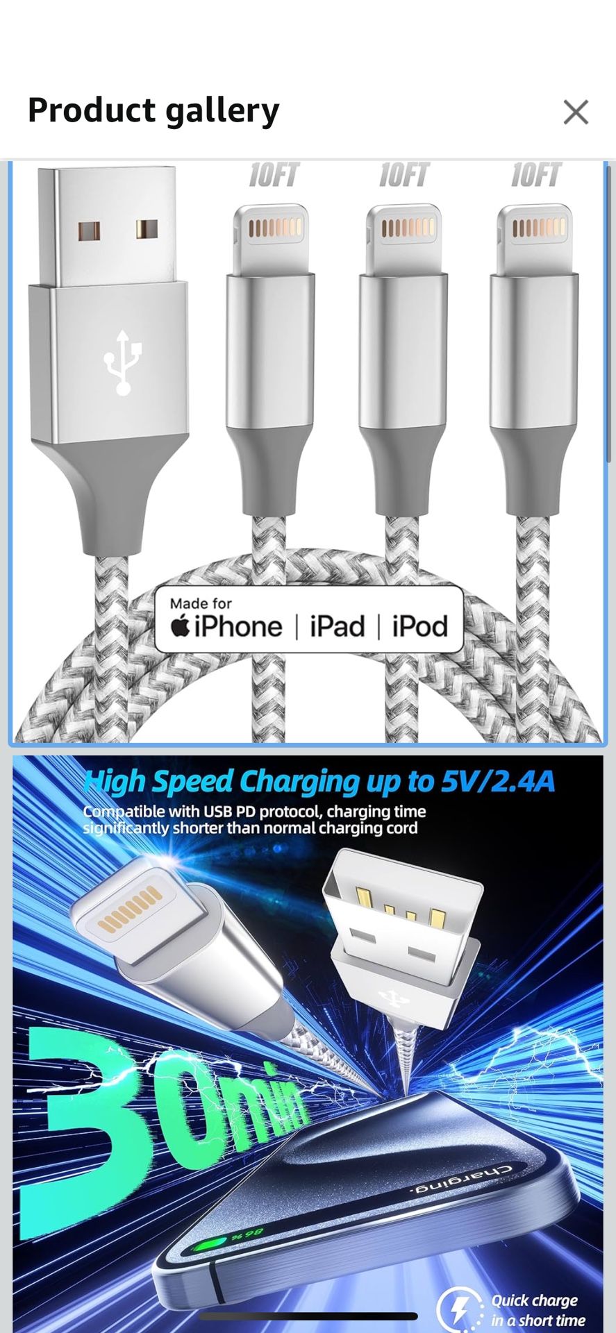 iPhone Charger , 3 Pack 10ft