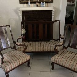 Antique set of solid wood chairs