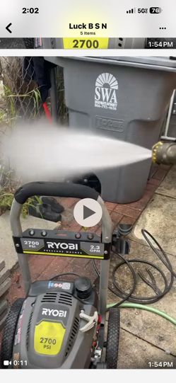 Ryobi Pressure Washer Pressure Cleaner 2700 Psi /2.3 GPM Works Great For Your Business