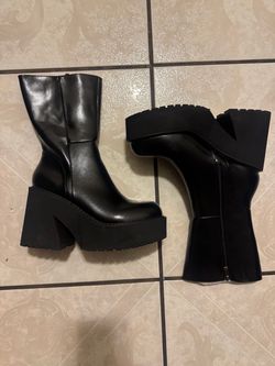 Black Platform Heel Ankle Boots