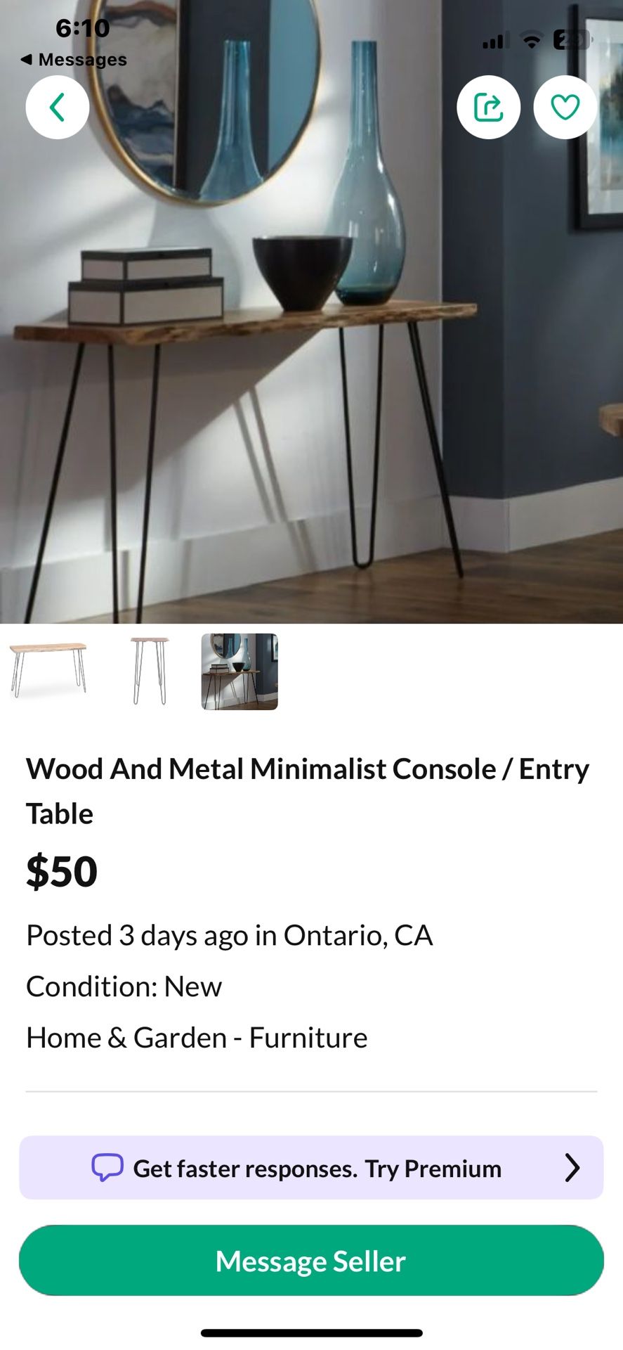 Wood And Metal Console Table