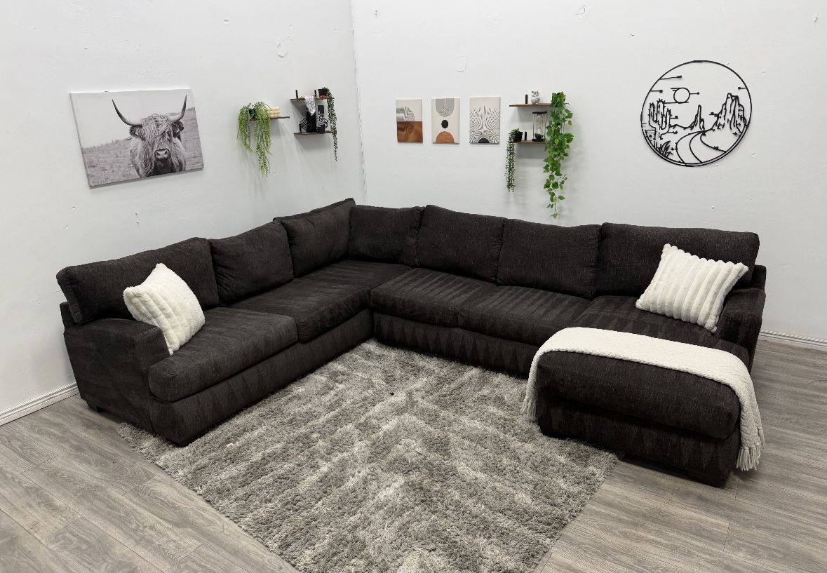 Black Sectional Couch - Free Delivery