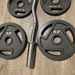 NEW Olympic Steel Curl Bar With Pairs From 5s To 25s [total: 100 lbs)