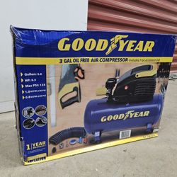 GOODYEAR 3 Gallon Horizontal Air Compressors. 135 Max Psi.