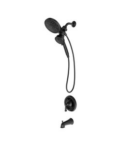 MOEN Brecklyn Single Handle 6-Spray Tub and Shower Faucet with Magnetix Rainshower Combo in Matte Black (Valve Included)