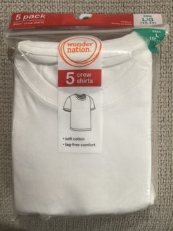 5 Pack Boys Crew Shirts  Size 10-12