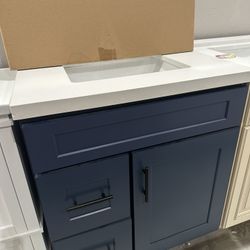 Bathroom vanity 30 inch blue 