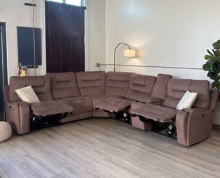 Fabric Power Reclining Sectional w/ Power Headrests & USB Charging