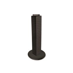 Azar Displays 700227-BLK Four-sided 4"W x 24"H Pegboard Tower with Revolving 9" Base, Black