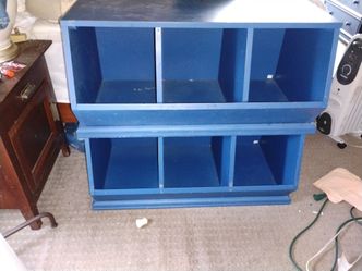 Wooden cubbies.
