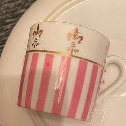 FLEUR DE LIS - GOLD TRIMMED PLATE & ESPRESSO CUP