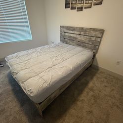 Queen bed frame + mattress