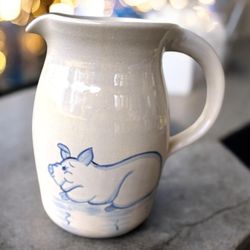 P. R. Storie Pottery Stoneware Pig Pitcher Handmade