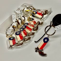 Texas CowBoy Boot shaped Texas Flag with Lone Star Keychains 10 pieces 