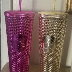 Gold And Pink Starbucks Tumblers  24 Oz. 