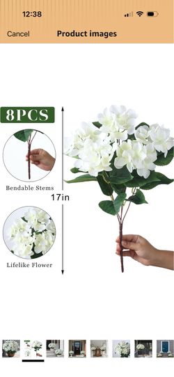 OTEEWL 8 Bundles Artificial Hydrangea Flowers for Outdoor Decor, Realistic Faux Silk Bouquets Sun-Resistant Fake Plants for Front Door Balcony Farmhou