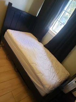 Navy Blue Twin Bed With Mattress