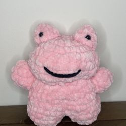 Pink Crocheted Frog Plushy