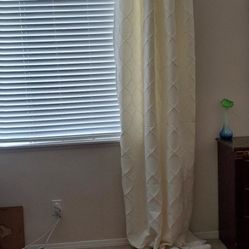 2 Off White 9ft Curtains 