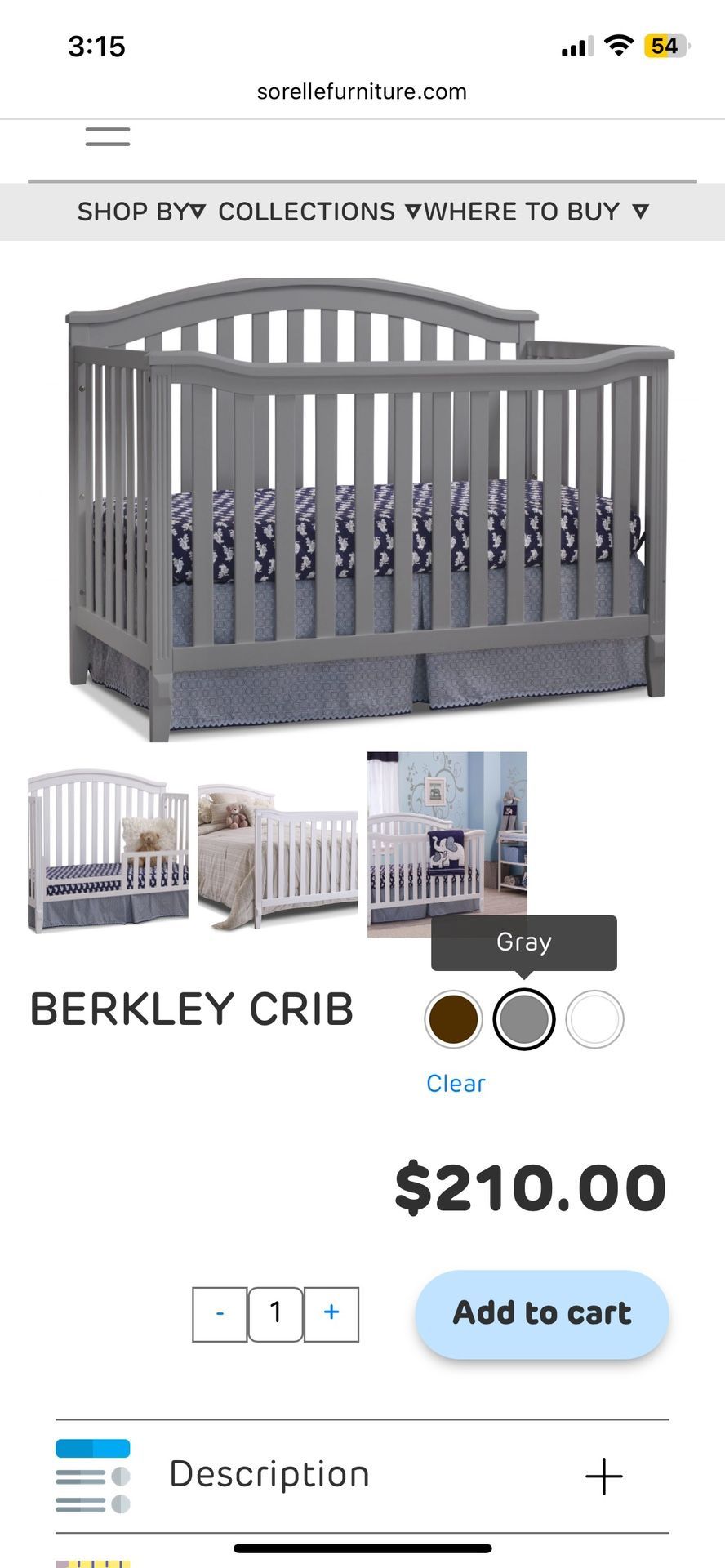 Toys R Us Import_Sorelle_ Berkley Crib Gray