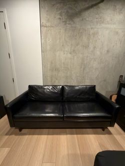 Black Faux Leather Couch
