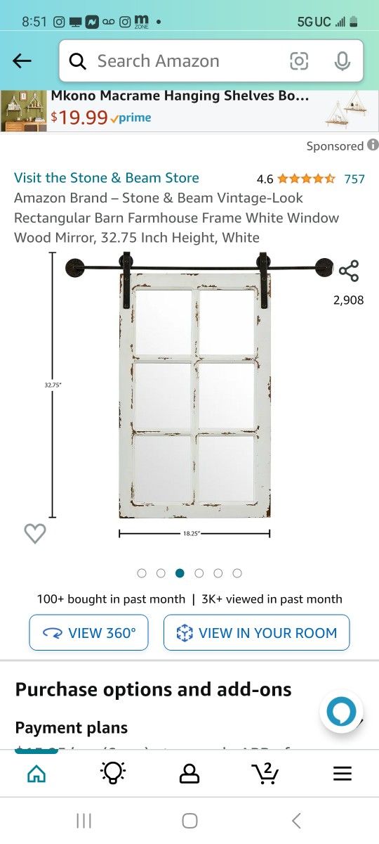 Barn Farmhouse Frame White Wooden Mirror