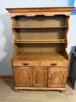 Vintage Wooden Hutch China Cabinet