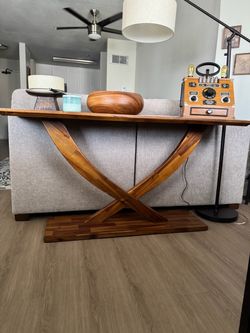 Wood Console Table with X-Base