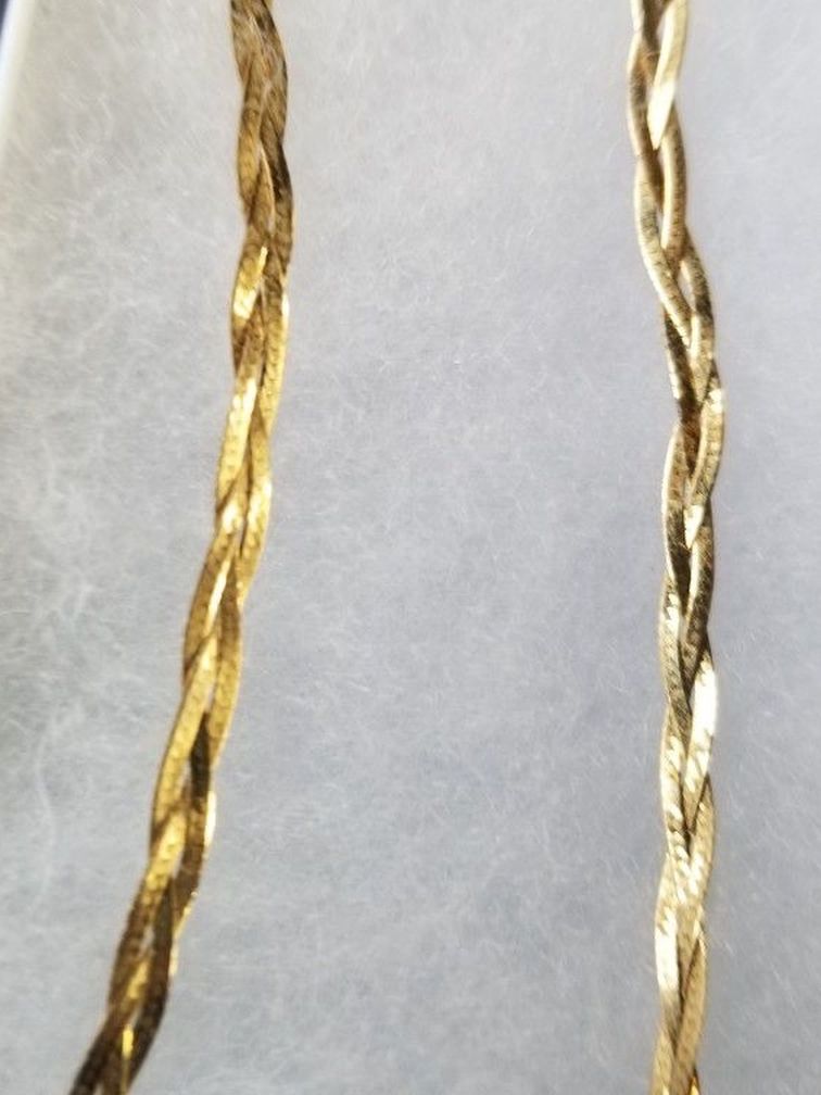 14kt Gold Woven Style Herrignbone Chain