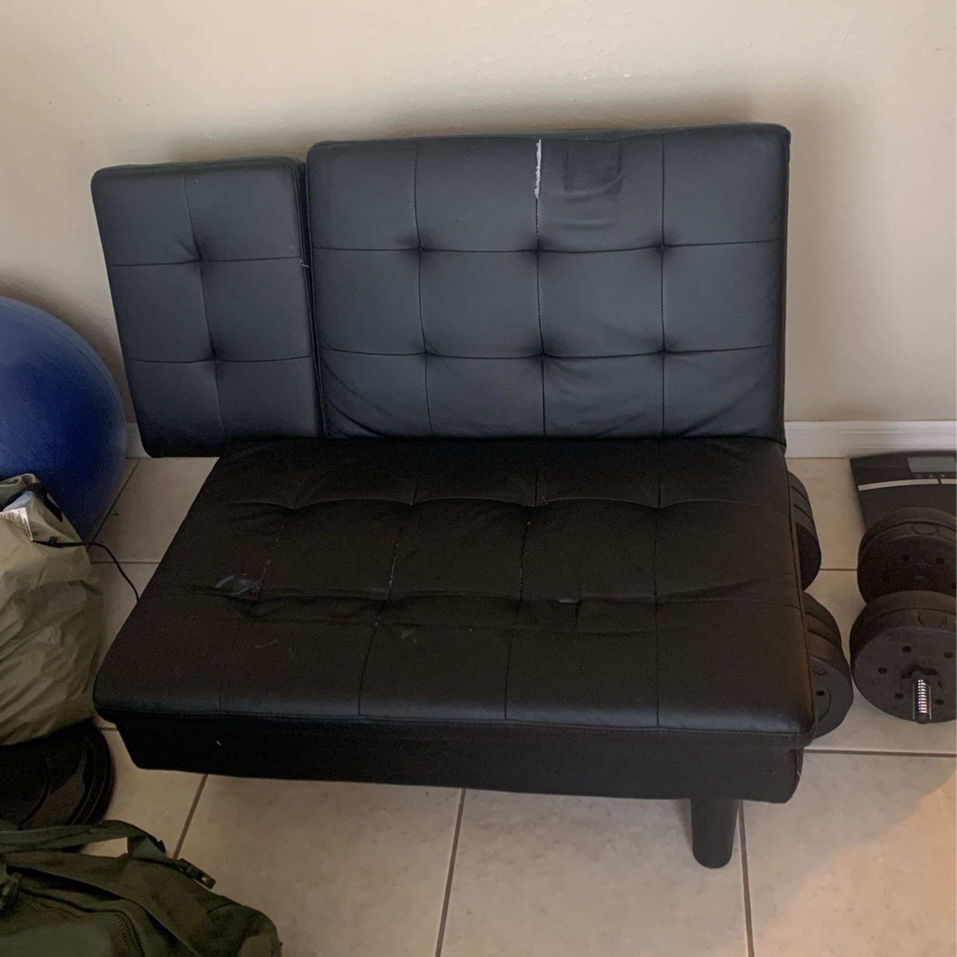 Futon - Black Faux Leather