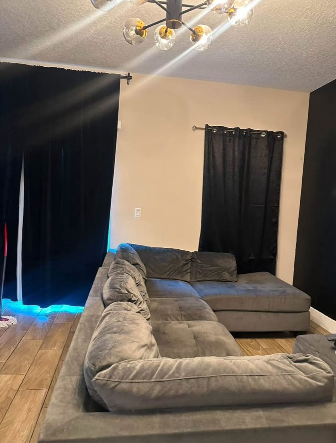 Grey American Signature Couch With Ottoman