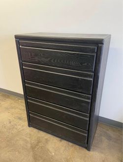 Solid Wood 5-Drawer Dresser – Black Stained Finish