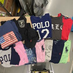 LOT OF (13) New/used RALPH LAUREN POLO TSHIRT SWEATSHIRT HAT KIDS CHILDREN SIZE MEDIUM 10/12