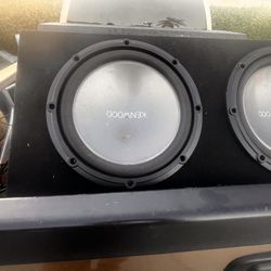 Two 12 Inch Kenwood Subs And Box 