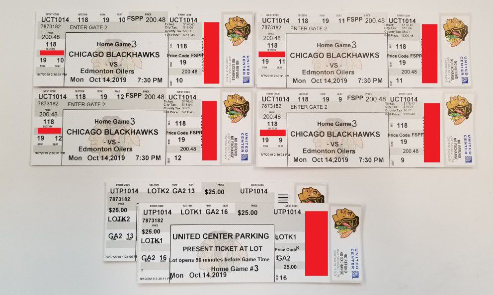 Blackhawks tickets vs Oilers 10/14