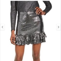 Michael Kors sequin Silver Skirt Size Large 