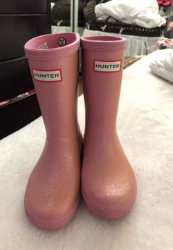 Girls hunters boots sparkle pink size 9