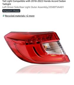 2018-2022 Honda Accord Sedan Left Tail Light Assembly