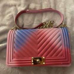 Pink/blue ombré shoulder bag